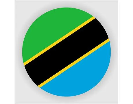 Flat Rounded Country  Flag Button Vector Stock Illustration