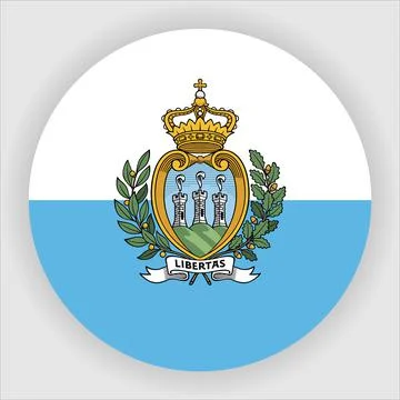 Flat Rounded Country  Flag Button Vector Stock Illustration