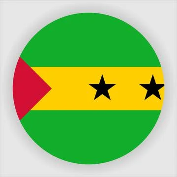 Flat Rounded Country  Flag Button Vector Stock Illustration