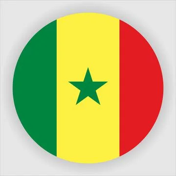 Flat Rounded Country  Flag Button Vector Stock Illustration