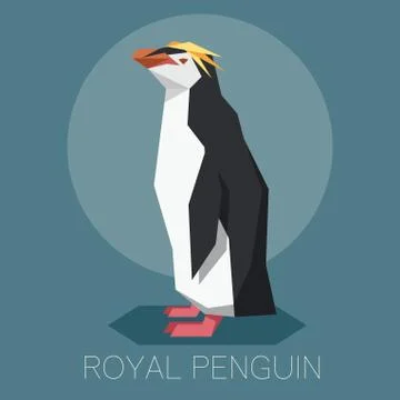 Flat Royal penguin Illustrazione stock