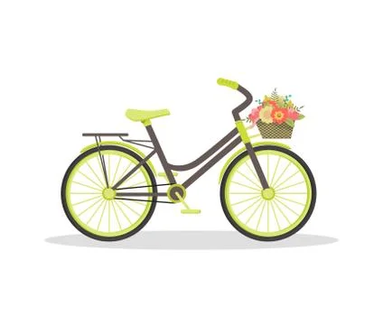 Flat rustic bicycle with flowers. Original design element for travel or greet Stock Illustration