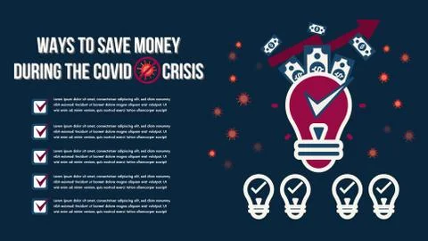 Flat save matterPrevent improve save money during the epidemic COVID-19 Stock Illustration