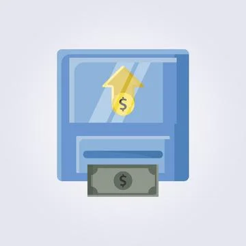 Flat saving money at atm icon logo vector illustration design Stock Illustration