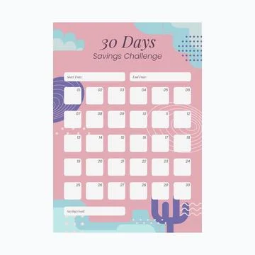 Flat savings challenge template Stock Illustration