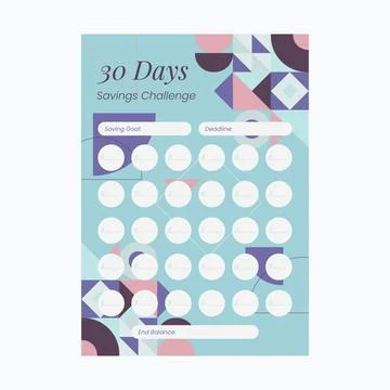 Flat savings challenge template Stock Illustration