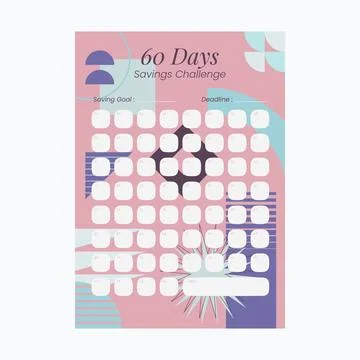 Flat savings challenge template Stock Illustration