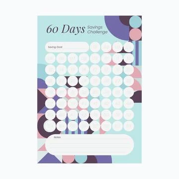 Flat savings challenge template Stock Illustration