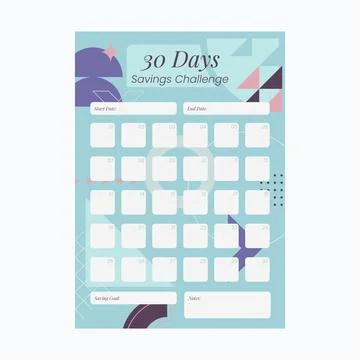 Flat savings challenge template Stock Illustration
