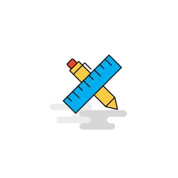 Flat Scale and pen  Icon. Vector Stockillustratie