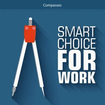 Flat school Compasses on the background with the slogan. Vector Stock Illustration