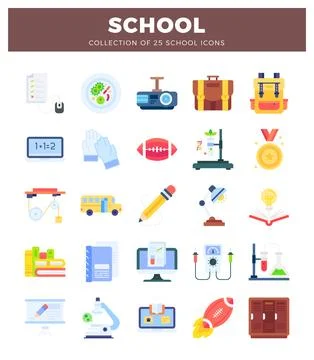 Flat school icons. abstract background Stock Illustration
