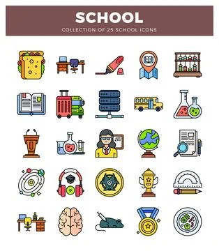 Flat school icons on a white background. Stockillustratie