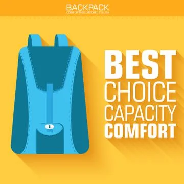 Flat schoolbag on the background with the slogan. Vector illustr Stock Illustration