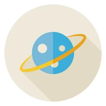 Flat Science Astronomy Space Planet Circle Icon with Long Shadow イラスト素材