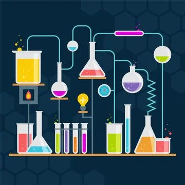 Flat science laboratory Illustrazione stock