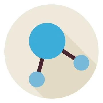 Flat Science Molecule and Atom Structure Circle Icon with Long Shadow イラスト素材