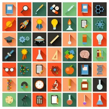 Flat sciense icons Stock Illustration