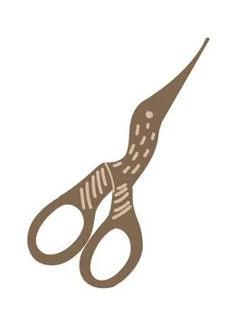 Flat scissors. Hand drawn hobby accessories. Vector illustration Stock Illustration