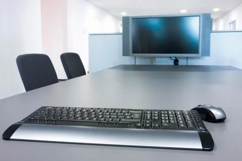 Flat screen in a board room Stock Photos