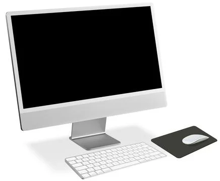 Flat Screen Desktop Computer with a Keyboard and Mouse Stock Illustration