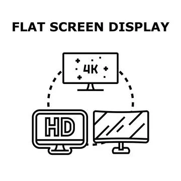 Flat screen display technology evolution comparing hd and 4k Stock Illustration