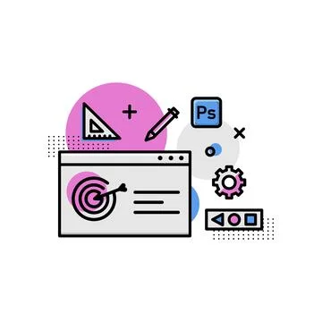 Flat screen graphic design linear style vector Stock Illustration