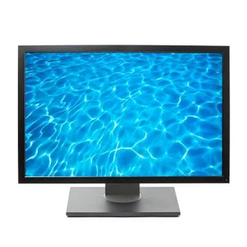 Flat screen HDTV TV with water image on screen Stock Photos