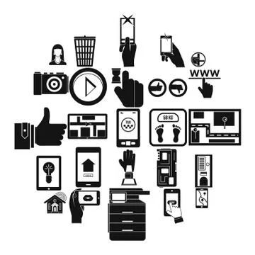 Flat screen icons set, simple style Stock Illustration
