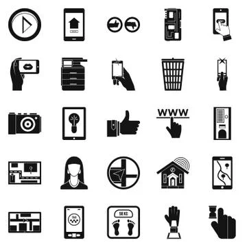 Flat screen icons set, simple style Stock Illustration
