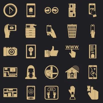 Flat screen icons set, simple style Stock Illustration