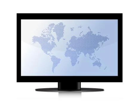 Flat screen with map inside illustration design over white Stock Illustration