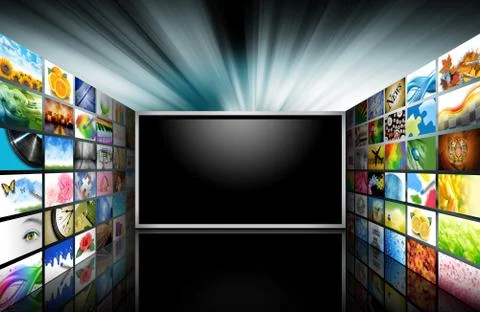 Flat screen television with images Stock Photos