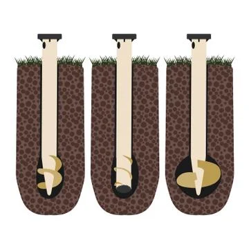 Flat screw piles in the ground Stock Illustration