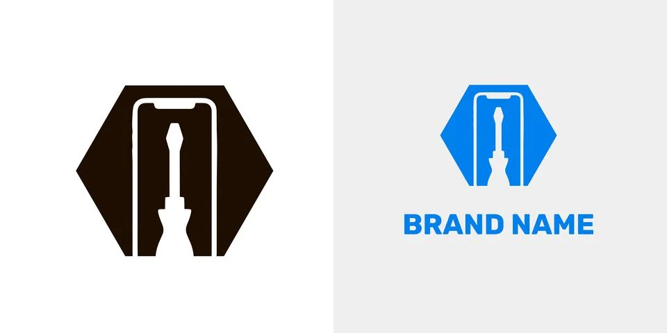 Flat screwdriver on the background of touch modern phone Stock Illustration