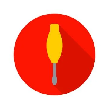 Flat Screwdriver Circle Icon Stock Illustration