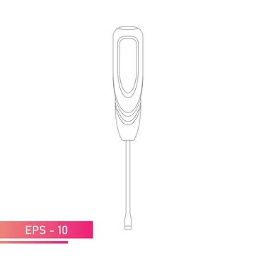 A flat screwdriver with a modern and comfortable handle. Linear design. On a Stock Illustration