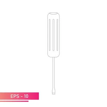 A flat screwdriver with a simple, classic shape. Linear design. On a white Stock Illustration