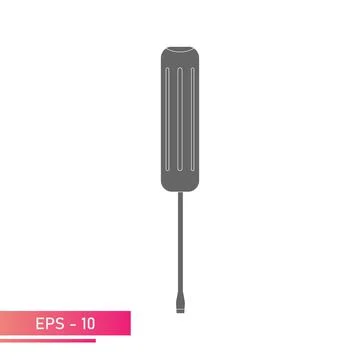 Flat screwdriver simple classic shape. Solid design. On a white background Illustrazione stock