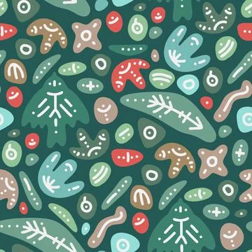 Flat seamless pattern with bundle natural shapes Stock Illustration