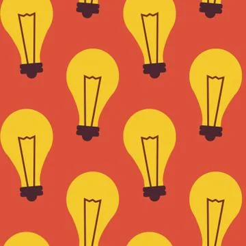 Flat Seamless Pattern Business Idea Lamp Stock Illustration