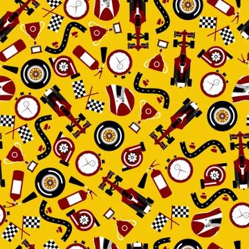 Flat seamless pattern racing Stock Illustration