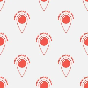 Flat seamless pattern of red nose day Stock Illustration