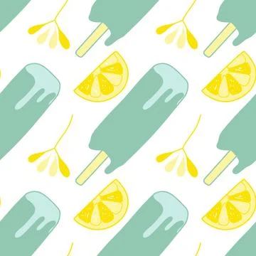 Flat seamless pattern, a set of summer sweets Stock Illustration