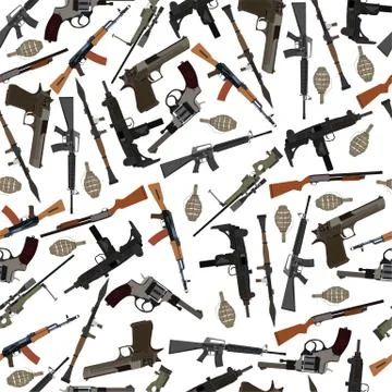 Flat seamless pattern weapons Stock Illustration
