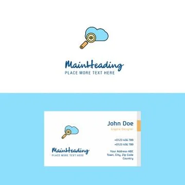Flat Search on cloud  Logo and Visiting Card Template. Busienss Concept Logo  Stock Illustration