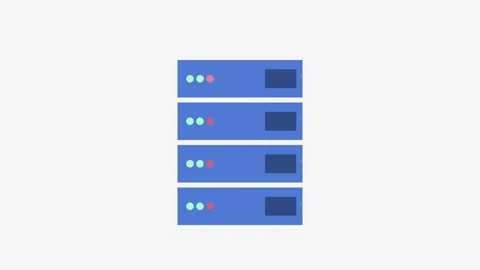 Flat Server Rack Motion Graphic Loop with Indicator Lights Stock Footage 342109199