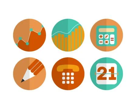 Flat set of modern vector icons and symbols Stock Illustration