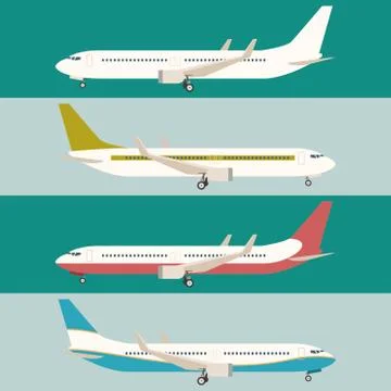 Flat set of planes Stock Illustration