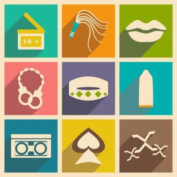Flat with shadow concept and mobile application erotica Stock Illustration